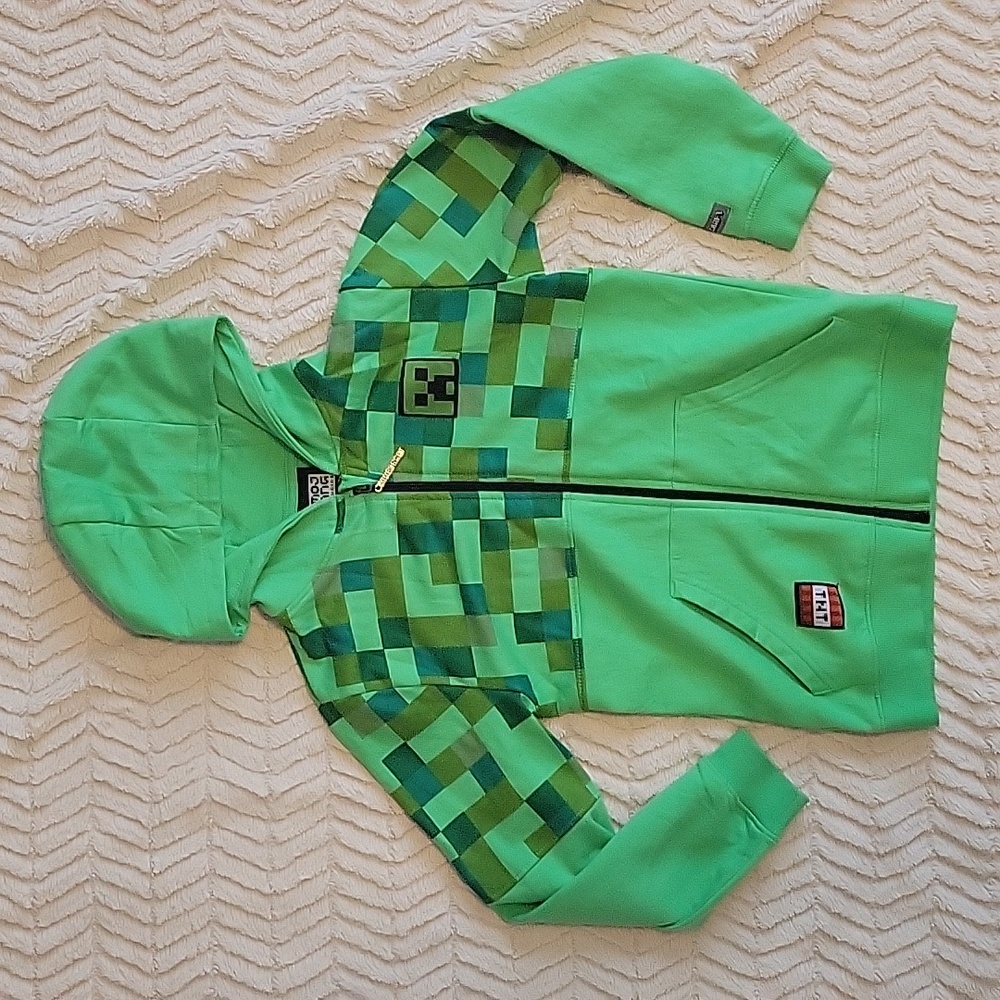 Minecraft zip up hoodie jacket sweatshirt size 10 boys girls